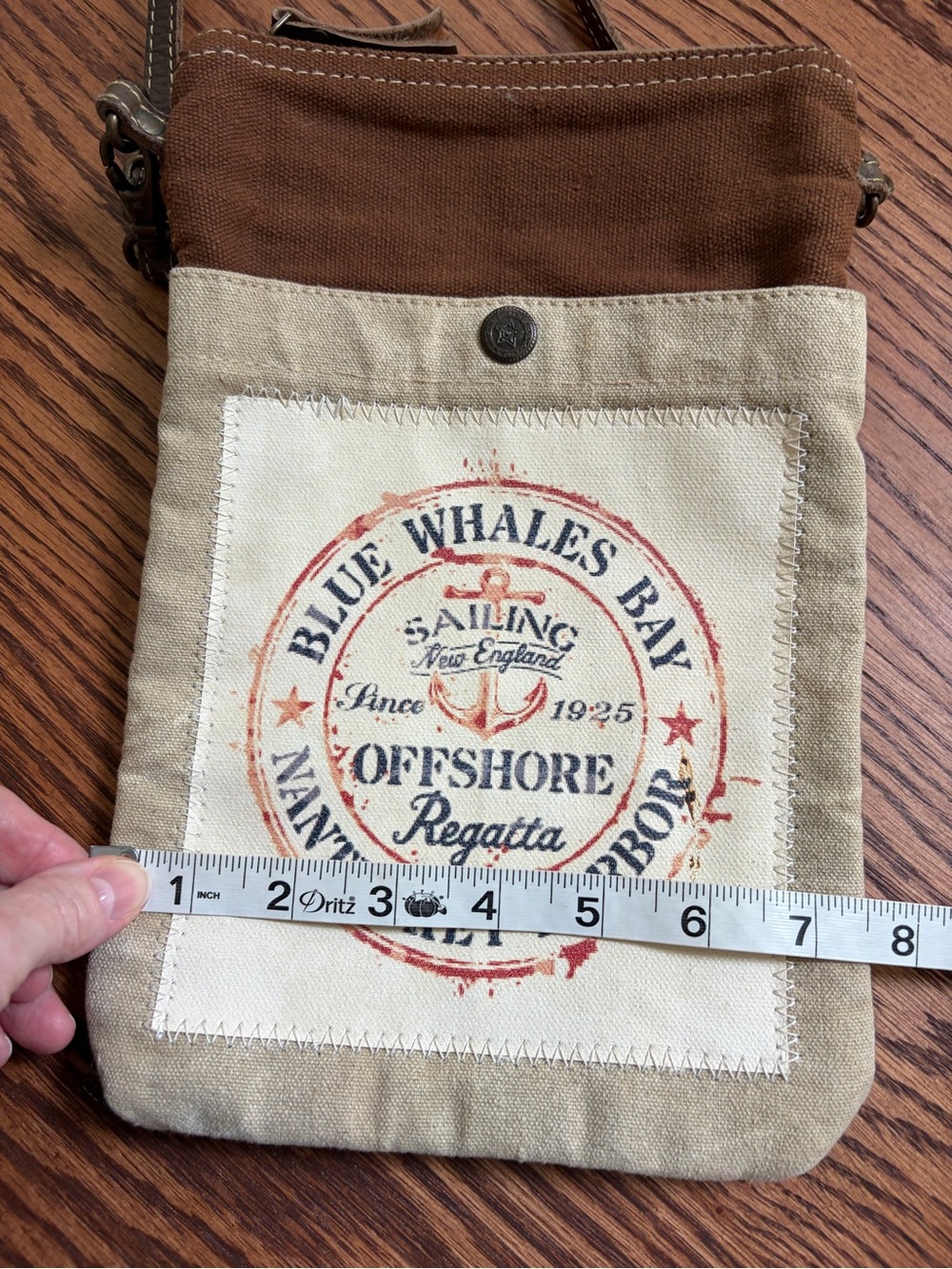 MYRA Blue Whales Canvas Crossbody Bag in EUC